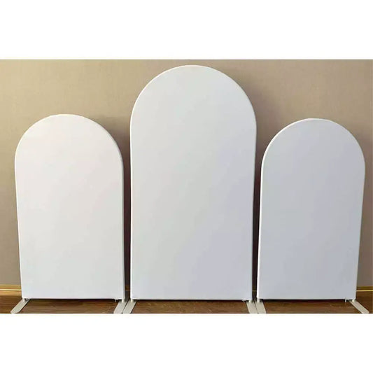 White Arched Backdrop Stand Frame Double-sided Fabric Cover White Arch Backdrop Party White Arch Wall Round Photo Birthday Shower Wedding