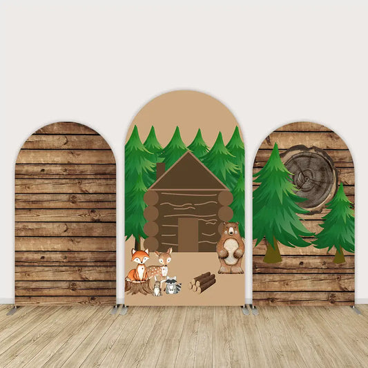 Woodland Baby Shower Arch Backdrop Cover Banner Animal Friends Party Supplies Decorations Wood Safari Gender Reveal Photo Background