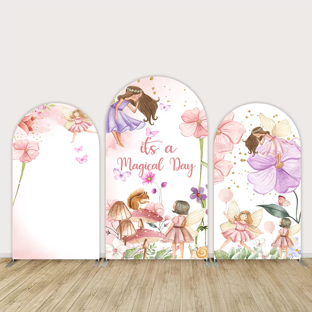 Magical Dancing Fairy Princess Girls Arched Backdrop Cover Party Banner Wall Watercolor Fairy Tale Garden Chiara Arch Background