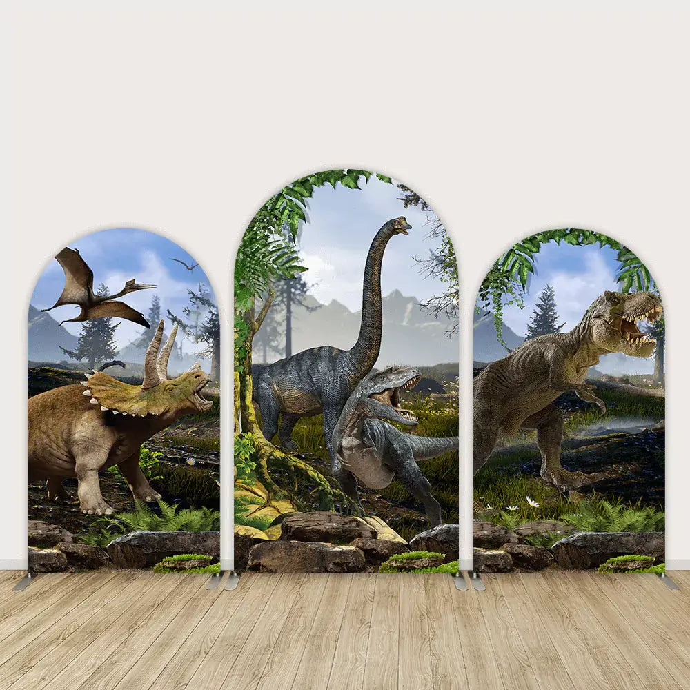 Cartoon Dinosaur Boy Birthday Arch Backdrop Cover Party Decoration Supplies Banner Forest Jungle Party Jurassic Park Background