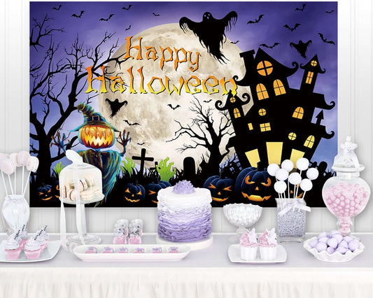 Halloween Night Backgrounds Forest Tomb Tombstone Castle Pumpkin Skull Moon Baby Portrait Photography Backdrops For Photo Studio