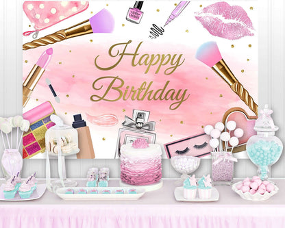 Photography Background Pink Beauty Makeup Spa Party Women Girls Birthday Decorations Backdrop Photo Booth Studio Banner