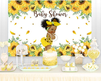 Sunflower Baby Shower Backdrop for Photography Newborn Baby Portrait Background for Photo Studio Supplies Party Decoration Prop