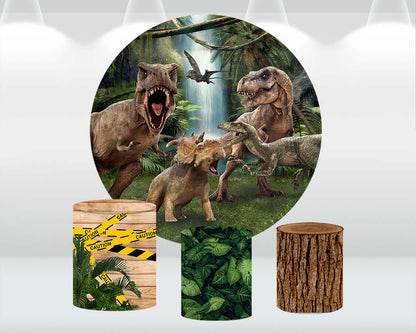 Jurassic Park Round Circle Background Backdrops Jungle Dinosaur Baby Shower Birthday Party Decoration Candy Table Banner