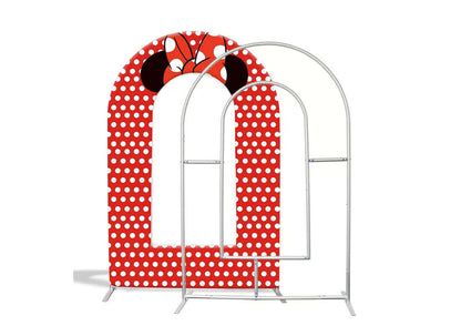 Mouse Head White Red Polka dots Birthday Arch Chiara Backdrop Stand Panel Wall for Baby Shower Birthday Event Party Decoration
