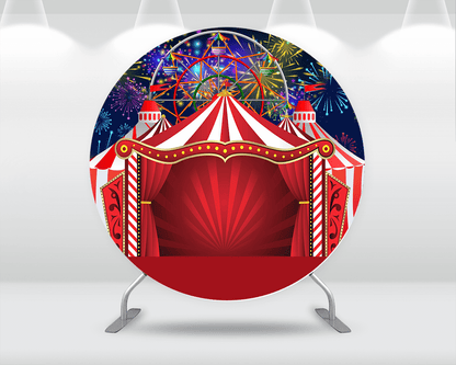 Sensfun Circus Theme Birthday Party Round Backdrop Newborn Children Portrait Circus Carnival Baby Shower Photography Background Cover