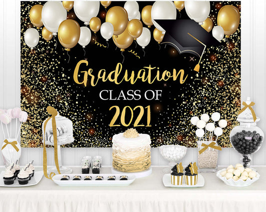 Sensfun Class of 2022 Backdrop Black Gold Glitter Bokeh Graduation Party Background 2022 Congrats Grad Prom Party Cake Table Decor Photo Booth
