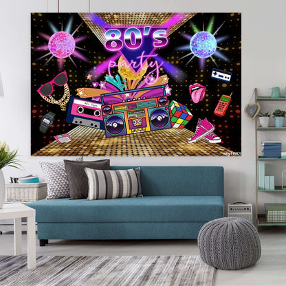 80's 90's Hip Hop Disco Music Photography Backdrops Happy Birthday Party Decor Background Retro Style Photoboth