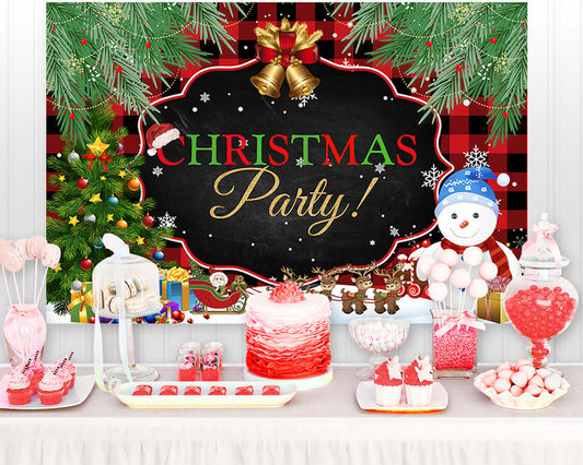 Christmas Party Photography Background Jinger bell Gift Snowman Background for Kids Party Decortion