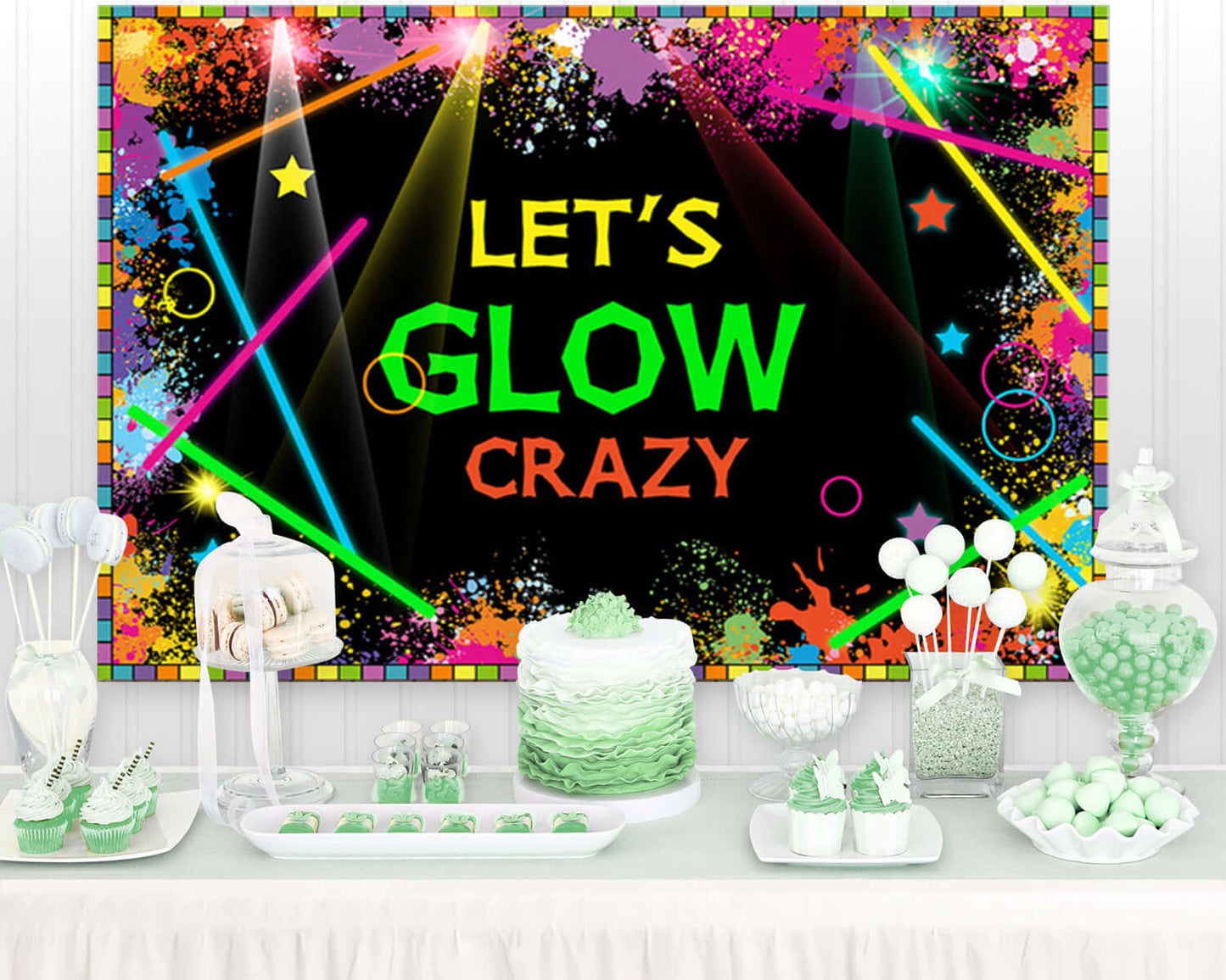 Neno Glow in The Dark Birthday Party Photography Backdrops Colorful Graffiti Splash Paint Background Slime Happy Birthday Black Light Sleppover Party Decorations for Kids Birthday Supplies