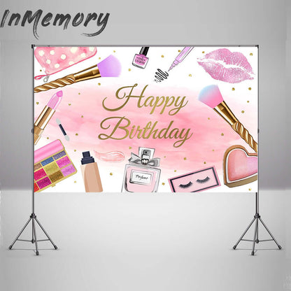 Photography Background Pink Beauty Makeup Spa Party Women Girls Birthday Decorations Backdrop Photo Booth Studio Banner