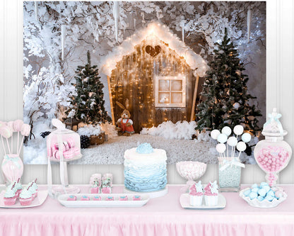 Christmas Tree Gift Photocall Backdrop Window Fireplace Baby Family Portrait Photography Backgrounds For Photo Studio