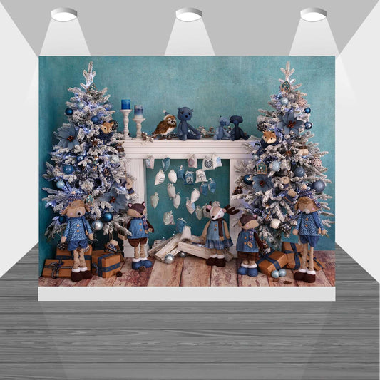 Christmas Fireplace Backdrop Interior Vintage Xmas Tree Stockings Photography Background Portrait Photobooth Party Banner Decorations Photo Studio Props