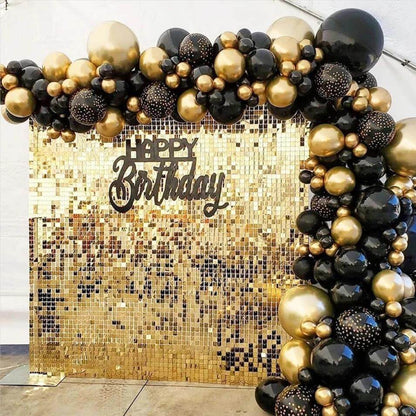 Gold Shimmer Backdrop Round Sequin Shimmer Wall Backdrops for Birthday Decorations Anniversary, Wedding & Bachelorette Party Supplies