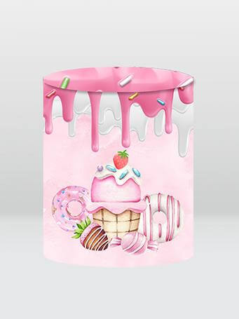 Ice Cream Donut Cake Cylinder Pillar Pedestal Cover for Kids Birthday Party