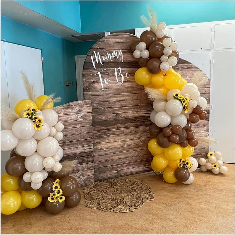 Wood theme Baby Shower Arched Wall Chiara Backdrop Newborn Wooden Birthday Arched Background Photo Studio