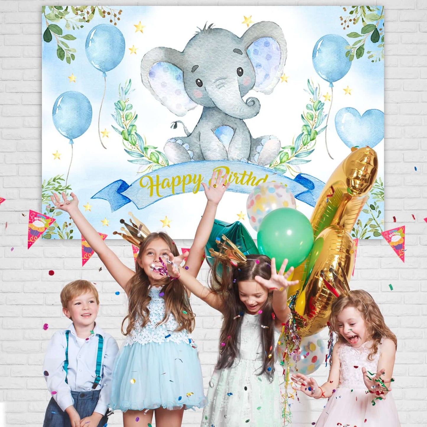 Newborn Elephant Balloons Party Baby Shower Bapteme Photography Background Children Birthday Studio Mi Bautizo Backdrops
