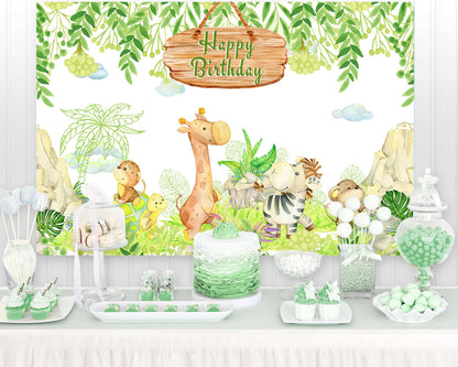 Safari 1st Birthday Backdrop Jungle Tropical Forest Wild One Animal Party Photography Newborn Baby Shower Photo Background Props