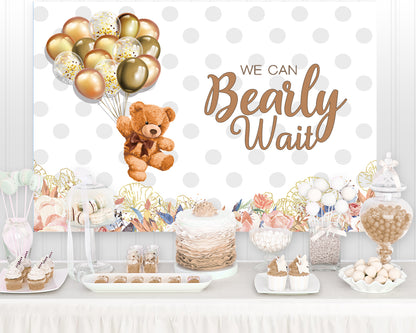 We can Bearly wait Baby Shower Backdrop For Photography Newborn Baby Boy Birthday Party Decor Customized Bear Background Photo Studio