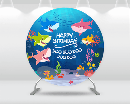 Underwater World Shark Round Backdrop Cover Baby Boy Birthday Photocall Party Decor Background Photography Photo Studio