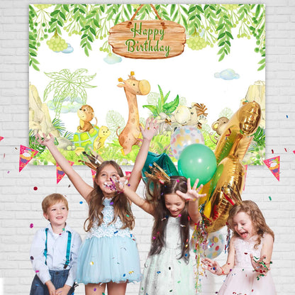 Safari 1st Birthday Backdrop Jungle Tropical Forest Wild One Animal Party Photography Newborn Baby Shower Photo Background Props