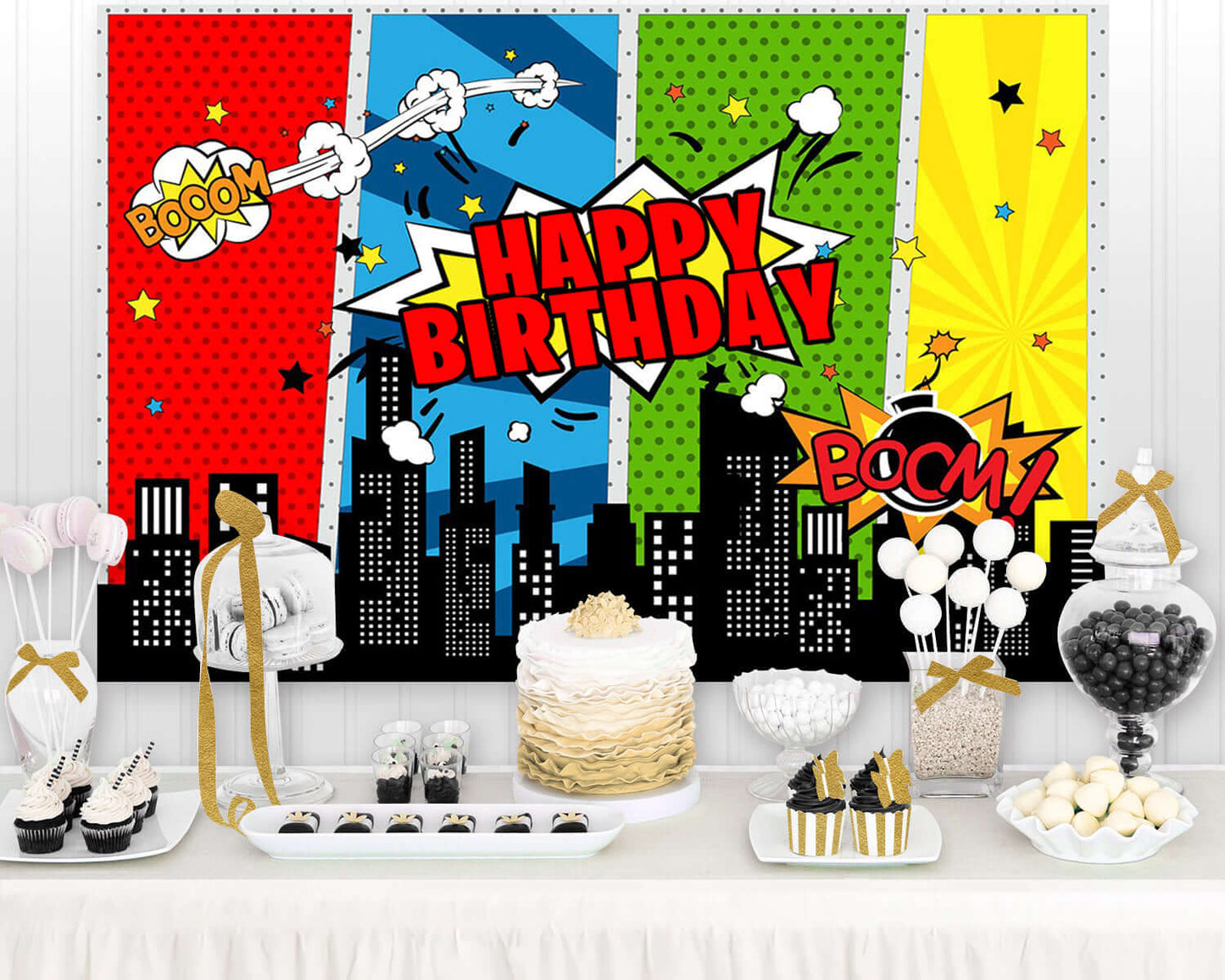 Superhero City Building Super Hero Baby Shower Birthday Party Backdrop Photography Background For Photo Studio Photophone