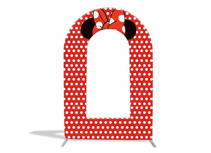 Mouse Head White Red Polka dots Birthday Arch Chiara Backdrop Stand Panel Wall for Baby Shower Birthday Event Party Decoration