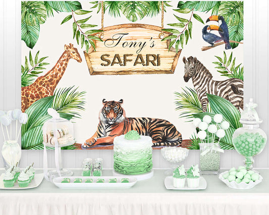 Jungle Safari Birthday Party Backdrop Tiger Zibra Animals Baby Shower Wild One Summer Tropical Photography Background Decor