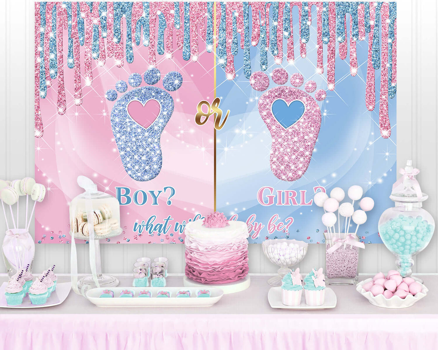 Pink Blue Floral Custom Backdrop for Baby Shower Gender Reveal Party B  Baby  gender reveal party decorations, Gender reveal party theme, Gender reveal  party