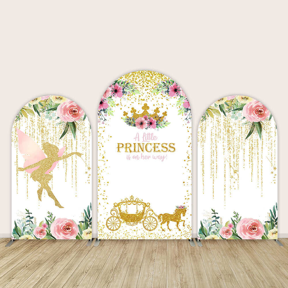 Fairy Princess Arch Cover Backdrop Wall for Girl A little Princess is on the Way Baby Shower Photography Background Party Decoration
