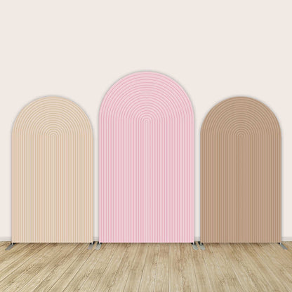 Nude Color Baby Shower Arched Chiara Backdrop Cover Wall Pink Brown Arch Background for Wedding Event Party Decoration