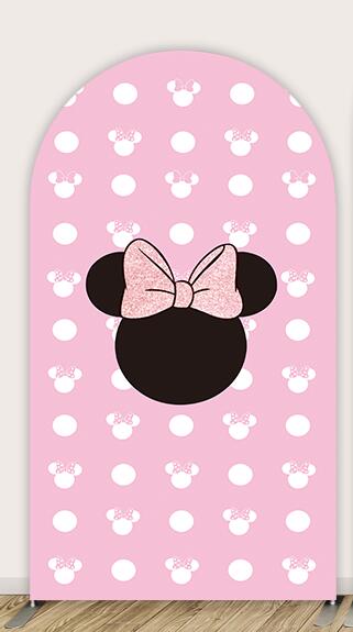 Sensfun Pink Minnie Mouse Chiara Arch Backdrop Cover for Baby Shower Girls Birthday Party Photography Background Double Side