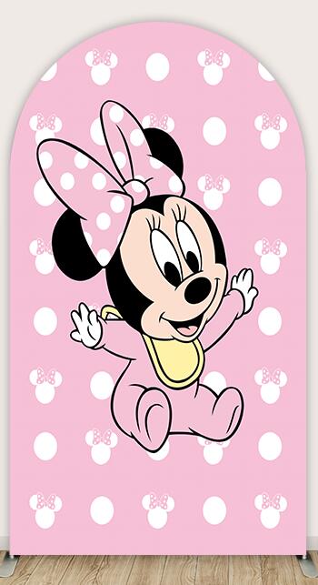 Sensfun Pink Minnie Mouse Chiara Arch Backdrop Cover for Baby Shower Girls Birthday Party Photography Background Double Side