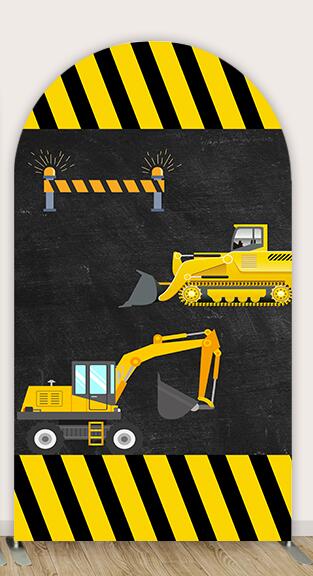 Construction Arch Backdrop Photography Background For Engineering Truck Birthday Party Decorations Chiara Wall Covers Doubleside
