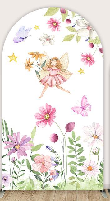Flower Fairy Princess Birthday Arch Cover Backdrops Wall Party Decors Floral Butterfly Spring Baby Shower Background Photography
