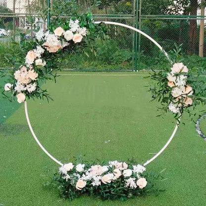 Wedding Arch Photo Booth Backdrop Stand Party & Hoop Balloon Circle Loop Flower  White Silver Gold Metal Stand Round Backdrop