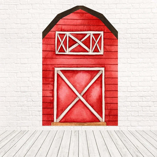 Red Farm Barn Shape Arch Wall Background Frame Set Wedding Backdrop Stand Kit Decoration Props Event Party Backdrop Stand