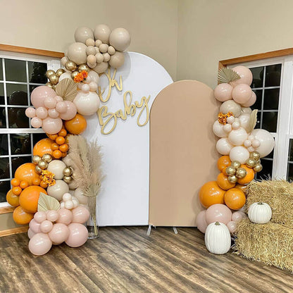Beigge Color Oh Baby Shower Arched Cover Backdrop Stand Metal Balloons Arched Frame