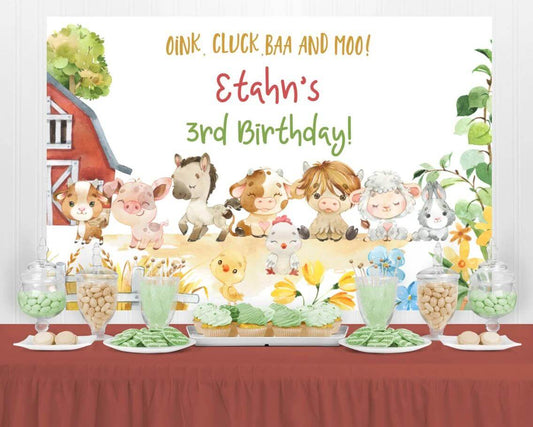 Farm Birthday Decorations for Kids Background Photgraphy Cartoon Animals Red Barnyard Party Backdrops for Photo Studio