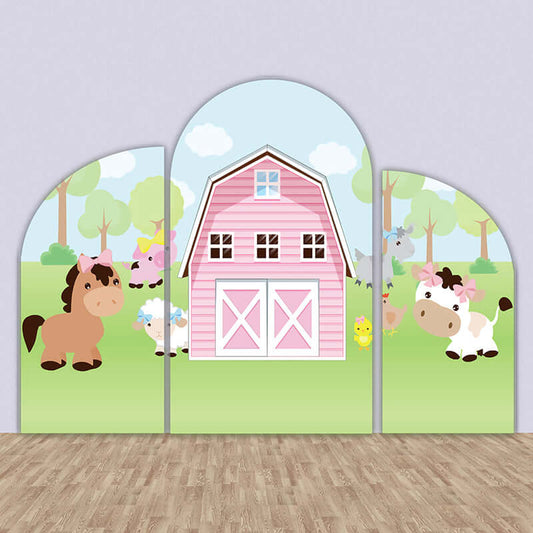 Farm theme Baby Shower Newborn Kids 1st Birthday Arched Wall Backdrop Background Party Decoration Double Side