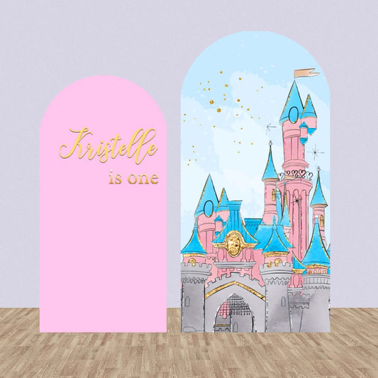 Pink Wall Castle Arch Chiara Backdrop Cover Princess Girls Birthday Background Cake Table Party Decoration