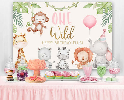 Safari Baby Shower Backdrop Animals Wild One Birthday Photography Background Banner Table Party Decorations